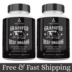 Ancestral Supplements Grass Fed Beef Organ Supplement – Non-GMO, 360 Caps 2Pack