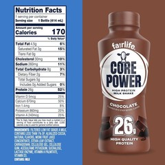 Core Power Fairlife 26g Protein Milk Shakes Chocolate,14 Fl Oz Bottle Pack of 12