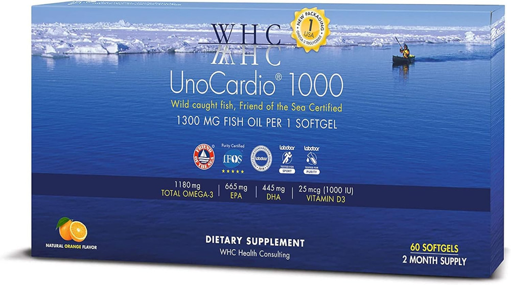 , Unocardio 1000 Fish Oil, 1300 Mg of Pure Triglyceride Fish Oil with Omega-3 (1