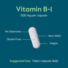 Vitamin B-1 (Thiamin) 500mg (120 Vegetarian Capsules) – No Stearates – Vegan