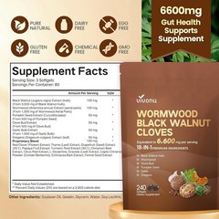 18-in-1 Black Walnut Wormwood Cleanse for Humans, 160 Day Supply, 6600mg Serv…