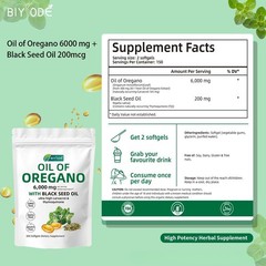 Oil of Oregano 300 Softgels with Black Seed Oil – 6000mg Oregano Oil Strength