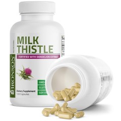 Bronson Milk Thistle Silymarin Marianum & Dandelion 120 Count (Pack of 1)