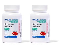 Major Stool Softener Laxative Docusate Sodium 100 mg Strength, Softgel 200 Count