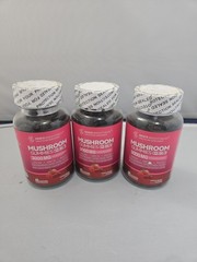 3X Mushroom Gummies 12-in-1 Complex 3000mg Adults Immune Brain Energy