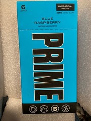 1 Box Prime Blue Raspberry Hydration Sticks (6) Expired 4/2025 *Unopened* d2