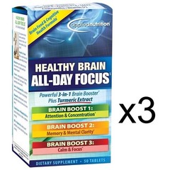 Applied Nutrition HealthyBrain AllDay Focus 3-Pck Brain Booster Plus 50 Tablets