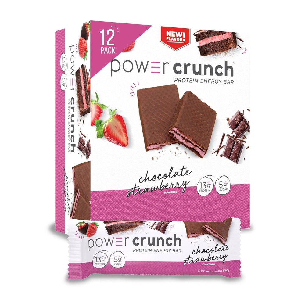 Power Crunch Protein Wafer Bars, 1.4 Ounce (Pack of 12), Chocolate Strawberry