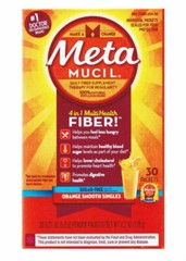 Metamucil On The Go 4-in-1 Fiber Orange Powder Singles 30 Packets 12.9 oz