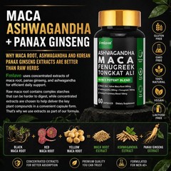 4 pack Maca Panax Ginseng TongkatAli Extract Strong Natural Testosterone Booster