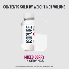 Isopure Clear Whey Protein Isolate Powder, Mixed Berry, 20g Protein (16 SV)