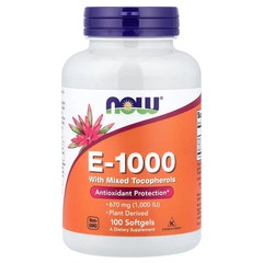 2 X NOW Foods, E-1000 with Mixed Tocopherols, 670 mg (1,000 IU), 100 Softgels
