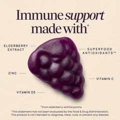 (2 pack)Sambucus Elderberry Immune Gummies, with Vitamins C, D3, & Zinc, Unisex