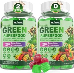 Super Greens Gummies Greens Superfood Powder Alternative w/Spirulina Chlorell…
