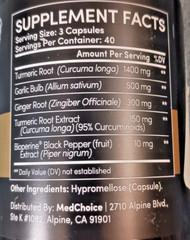 MedChoice Turmeric Bioperine Garlic Ginger Supplement 2360mg 120 Capsules