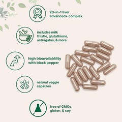 Liver Advanced+, 240 Veggie Capsules | 20-in-1 Complex with Milk Thistle