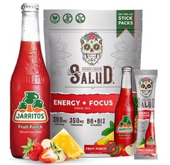 Salud x Jarritos 2-in-1 Energy Drink Powder + Focus, 15 Servings, Fruit Punch
