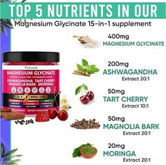 Adndale 90ct 15-in-1 Magnesium Glycinate Gummies 400 mg/serv- with Magnesium …