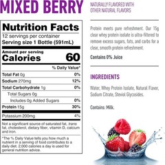 Isopure Clear Protein Water with Electrolytes, 15g, 20 fl oz,12-Pack