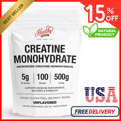 HEARTHY FOODS Creatine Monohydrate Micronized Powder 500G – 100 Servings, 5000mg