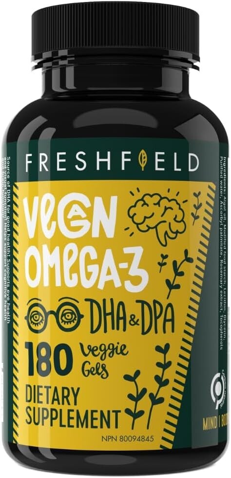 Freshfield Vegan Omega 3 DHA: Algae Oil, Carrageenan Free, Sustainably Sourced