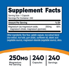 Nutricost Magnesium Complex 250mg, 240 Capsules – Gluten Free and Non-GMO