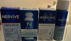 Nervive 4 Pc Bundle Nerve Relief Health Roll-On Spray Tablets NEW Sealed