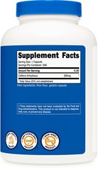Caffeine Pills 200mg – Energy Boosting Supplement, 500 Capsules for Focus & Aler