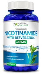 Nicotinamide with Resveratrol 600mg Vitamin B-3 – 120 Veggie Caps Free SHIPP