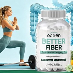 Organics Ocean Better Fiber 90 Caps Psyllium Slippery Elm Stool Support