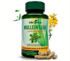 KIKI Green Mullein Leaf Extract Capsules Vegan Herbal Supplement Lung Cleanse 90