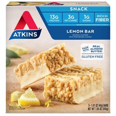 Atkins Lemon Flavored Snack Bar, High Protein Bar, Low Sugar and Low Carb, Keto