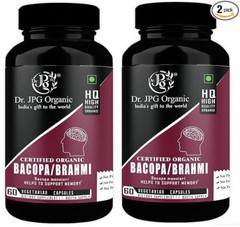Organic Bacopa Capsules For Memory Wellness 500mg, 60 caps (Pack Of 2)