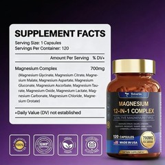 12-in-1 Magnesium 700mg by Totaria Nature | Vegan Nerve & Bone Health Supplement