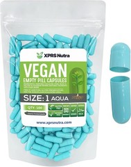 Size 1 Aqua Empty Vegan Capsules Vegetarian Veggie Kosher Veg Caps DIY Pills