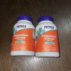 LOT OF 2 NEW NOW FOODS Potassium Citrate 99 mg 180 Veg Capsules EXP 10/2028