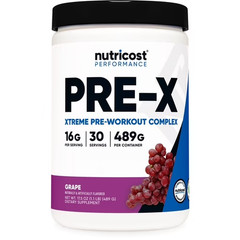Nutricost Pre-X Extreme Pre-Workout Powder Grape 30 Serv Gluten Free Non-GMO
