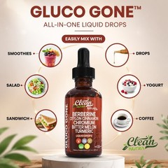 Clean Nutra Gluco Gone Liquid, Berry Cinnamon Flavor Easy Mix Daily Wellness