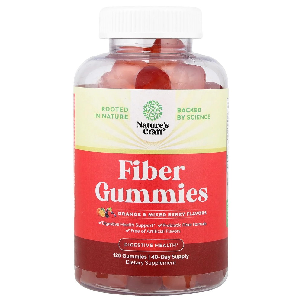 2 X Nature’s Craft, Fiber Gummies, Orange & Mixed Berry, 120 Gummies