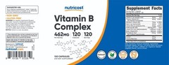 Nutricost Vitamin B Complex 460mg, 120 Capsules With Vitamin C – High Potency