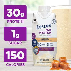 Ensure Max Protein Shake, 30g Protein, Caramel, 11 fl oz, 4 Pack