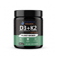 Farmacia Wellness D3 + K2 60 Softgels 5000 IU Plant-Based Bone Immune Support