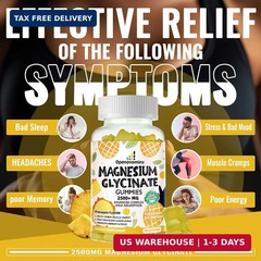 Magnesium Glycinate Gummies 2500mg – Sugar 90 Count (Pack of 1), Pineapple