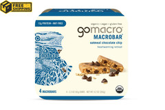 GoMacro MacroBar Organic Vegan Protein Bars – Oatmeal Chocolate Chip 2.3oz 4 Ct