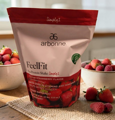 Arbonne FeelFit Vegan Pea Protein Powder Strawberry 32.8 oz Gluten-Free