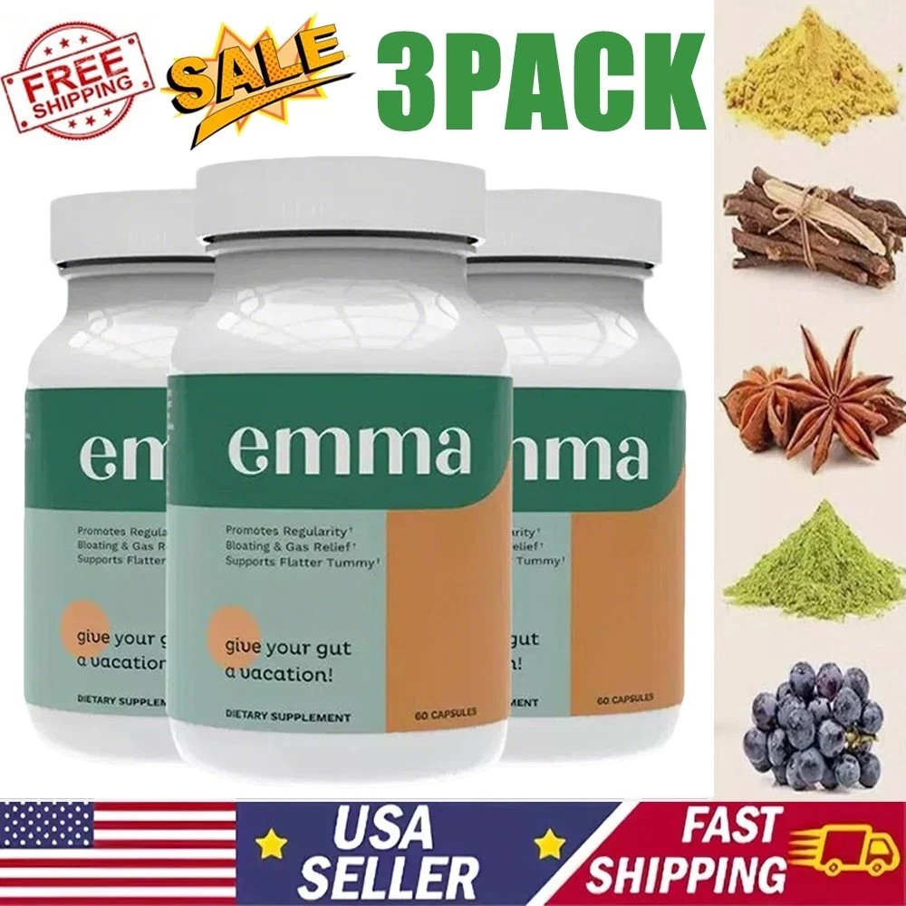 3 Pack Emma Gut Health Supplement 180 Capsules for Bloating Relief & Leaky Gut-+
