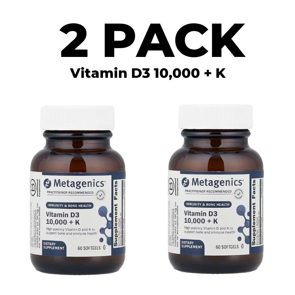 Metagenics, 2 PACK, D3 10,000 + K, 60 softgels each, High potency, bioavailable