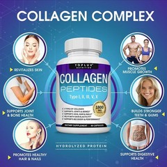 Premium Collagen Peptides 1800 MG Hydrolyzed Anti-Aging – Types I,II,III,V,X-+