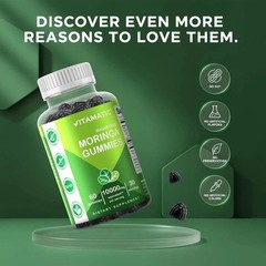 NEW Vitamatic Sugar Free Moringa Gummies – 10,000 mg 60 Count (Pack of 1)