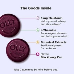 OLLY 3mg Melatonin Sleep Gummies – Blackberry Zen – 70ct